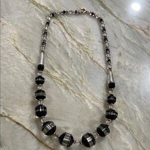 Simmons art deco Black and Silver Beaded Necklace